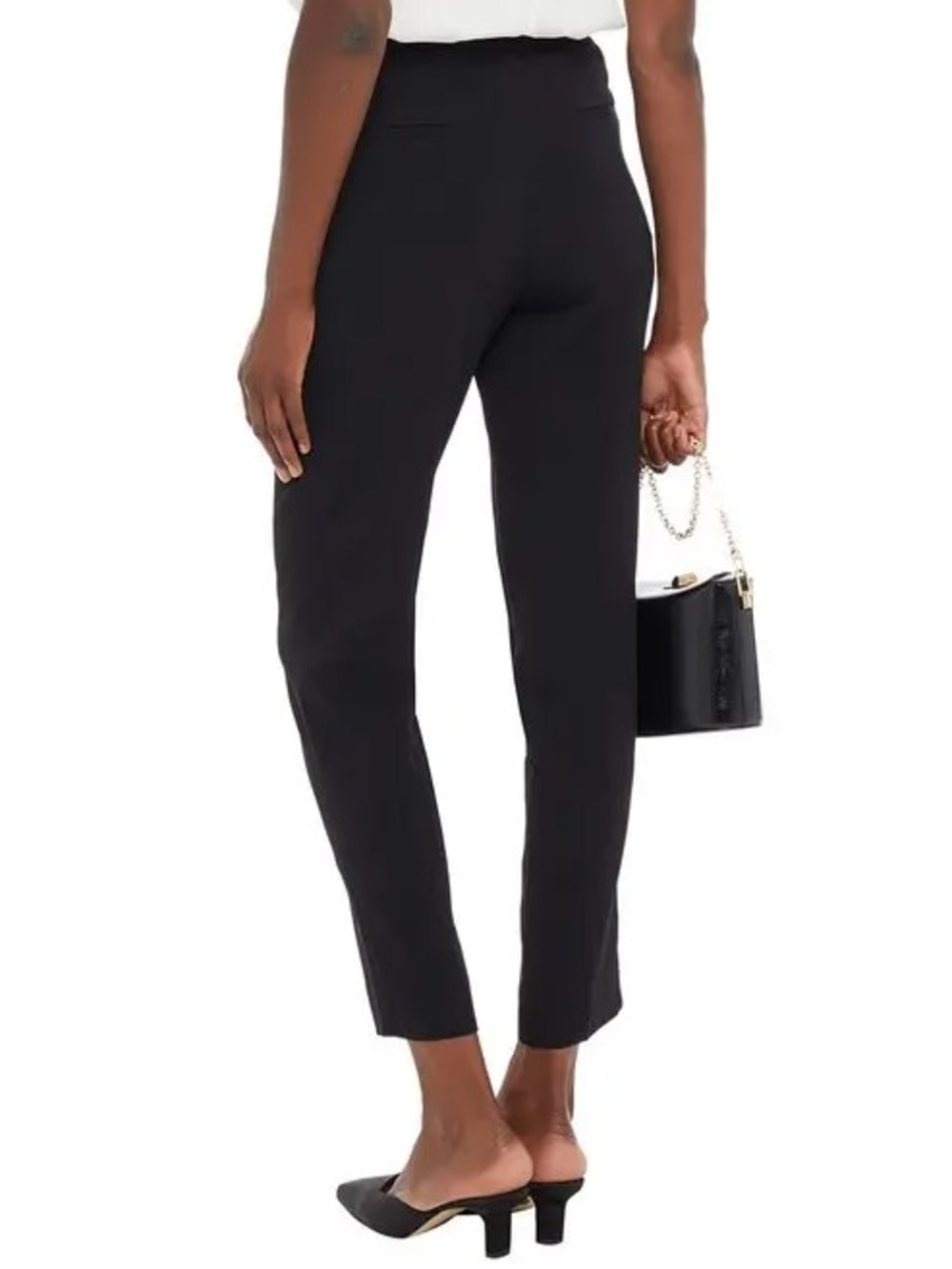 SANDRO Black Danna Cropped Double Buckle Trouser Pants Sz 38 fits like a 6 - Picture 2 of 9